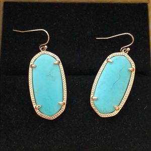 Kendra Scott turquoise & gold earrings w/ bag